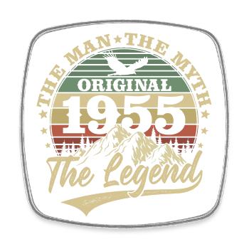 1955 Vintage anniversaire homme mythe légende - Magnet carré - blanc - Devant