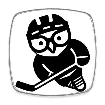Eishockey Eule Silhouette Schneeeule Spieler - Viereckiger Kühlschrankmagnet - Weiß - Vorne
