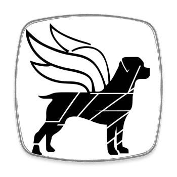 Rottweiler Ange avec Ailes Silhouette - Magnet carré - blanc - Devant