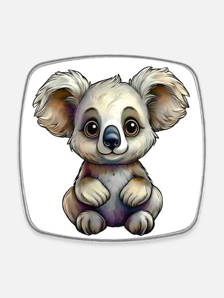 Tiny Koala - Square fridge magnet - white