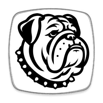 Bouledogue - Magnet carré - blanc - Devant