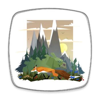 Dino and fox - Viereckiger Kühlschrankmagnet - Weiß - Vorne