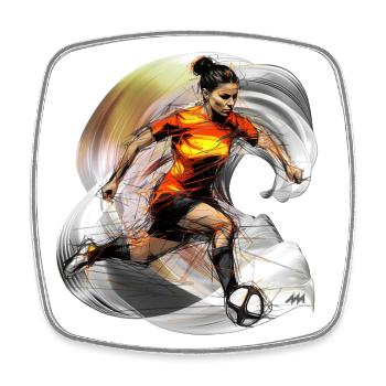 Fußballspielerin - dynamische Grafik für Frauen - Viereckiger Kühlschrankmagnet - Weiß - Vorne