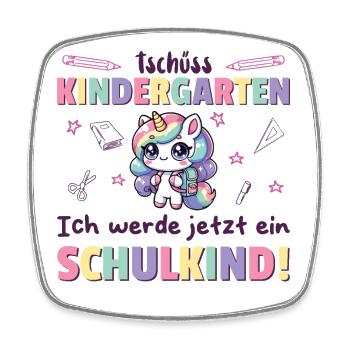 Kindergarten Abschied Hallo Schule ich bin soweit! - Viereckiger Kühlschrankmagnet - Weiß - Vorne