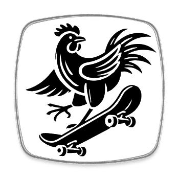 Poulet Coq Poule Patineuse Silhouette Minimaliste - Magnet carré - blanc - Devant