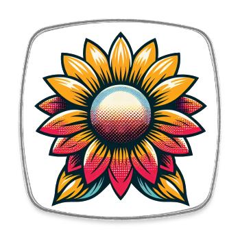 Sunflower Retro Color 70s Hippie Summer - Square fridge magnet - white - Front