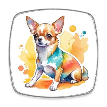 Chihuahua Watercolors - Square fridge magnet - white - Front