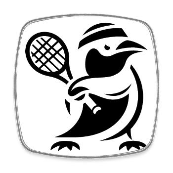 Silhouette minimaliste de pingouin joueur de tennis - Magnet carré - blanc - Devant