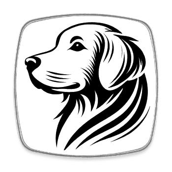 Golden Retriever Kopf Silhouette minimalistisches - Viereckiger Kühlschrankmagnet - Weiß - Vorne