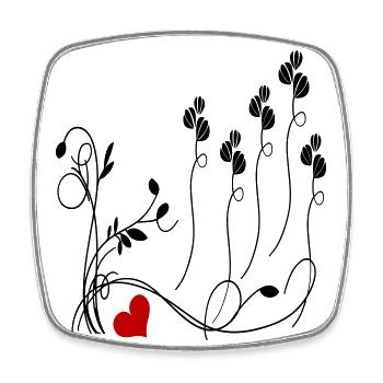 Blumenranken mit Herz - Viereckiger Kühlschrankmagnet - Weiß - Vorne