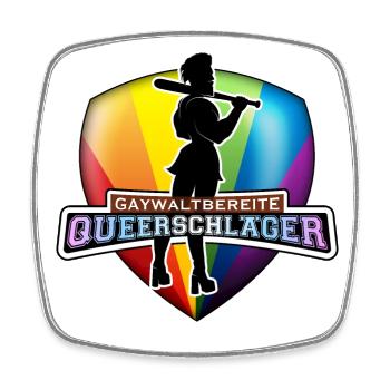 Gaywaltbereite Queerschläger - Gay rage - Viereckiger Kühlschrankmagnet - Weiß - Vorne