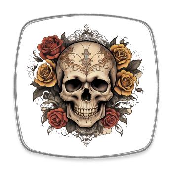 Vintage Totenkopf - Viereckiger Kühlschrankmagnet - Weiß - Vorne