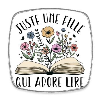 Juste Une Fille Qui Adore Lire Cadeau Lecture - Magnet carré - blanc - Devant