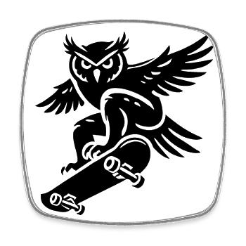 Schneeeule Skateboard Silhouette Minimalistischer - Viereckiger Kühlschrankmagnet - Weiß - Vorne
