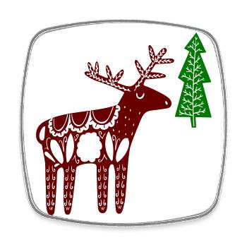 Deer with fir tree - Square fridge magnet - white - Front