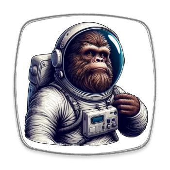 Gorilla Astronaut im Weltraum - Viereckiger Kühlschrankmagnet - Weiß - Vorne
