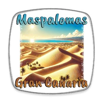 Maspalomas Dunes Beach Sunset Grunge - Square fridge magnet - white - Front