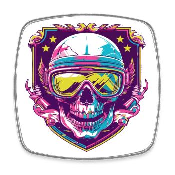 Ski Skibrille Totenkopf - Viereckiger Kühlschrankmagnet - Weiß - Vorne