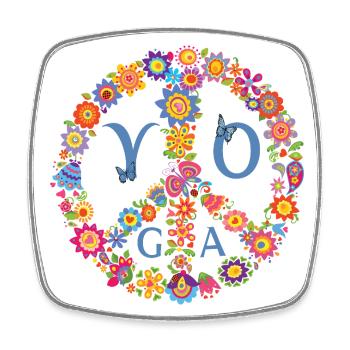 Peaceful Yoga 🌸 Flower Power Style - Viereckiger Kühlschrankmagnet - Weiß - Vorne