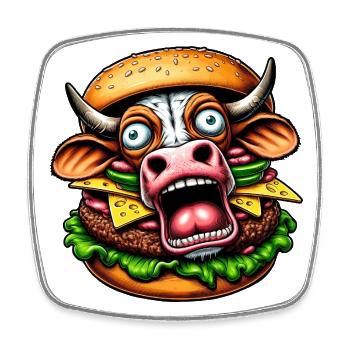 Fantaisiste Halloween Burger Screeching Cow Horreur - Magnet carré - blanc - Devant