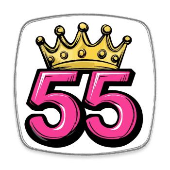 55 Number Crown - Square fridge magnet - white - Front