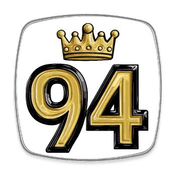 94 Zahl Krone - Viereckiger Kühlschrankmagnet - Weiß - Vorne