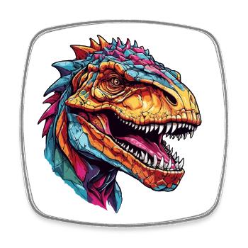 Tyrannosaure coloré - Magnet carré - blanc - Devant
