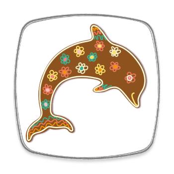 Niedlicher Lebkuchen Delphin Weihnachten Xmas Deko - Viereckiger Kühlschrankmagnet - Weiß - Vorne