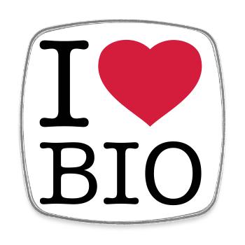 I LOVE BIO - Viereckiger Kühlschrankmagnet - Weiß - Vorne