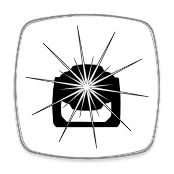 Movinghead in Schwarz - Viereckiger Kühlschrankmagnet - Weiß - Vorne