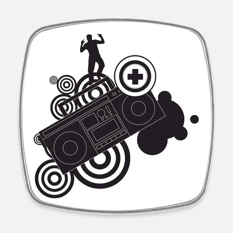 Hip Hop et Funky - Magnet carré - blanc