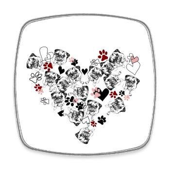 Love my pug - Magnet carré - blanc - Devant