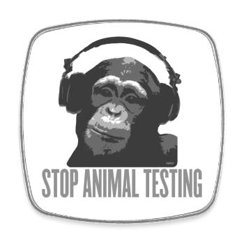 STOP ANIMAL TESTING défenseurs de la cause animale - Magnet carré - blanc - Devant