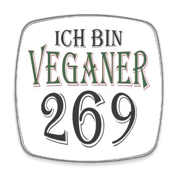 Veganer 269 - Viereckiger Kühlschrankmagnet - Weiß - Vorne
