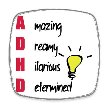 ADHD / ADHS Support Geschenk - Viereckiger Kühlschrankmagnet - Weiß - Vorne