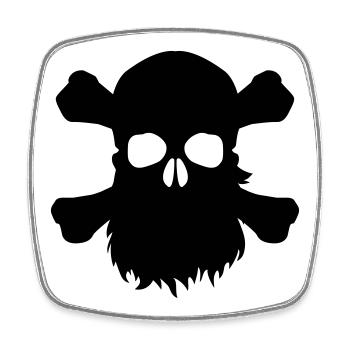 Tête de mort avec une barbe - Magnet carré - blanc - Devant