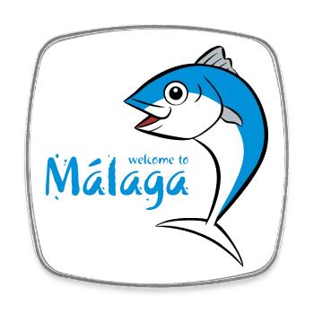 Welcome to Malaga 3 - Viereckiger Kühlschrankmagnet - Weiß - Vorne