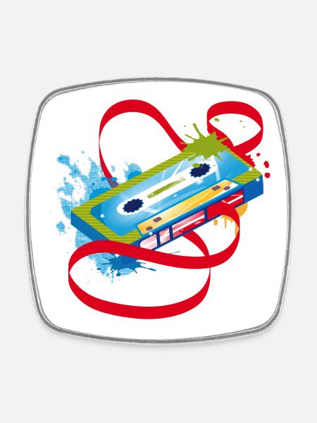 Musikkassette Graffiti - Viereckiger Kühlschrankmagnet - Weiß