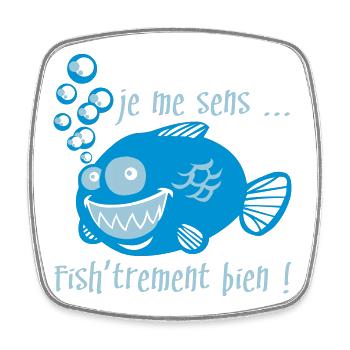 Comme un poisson dans l'eau - Magnet carré - blanc - Devant