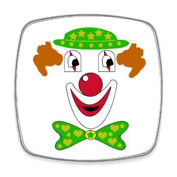 Circus Clown Gesicht mit grünem Hut - Viereckiger Kühlschrankmagnet - Weiß - Vorne