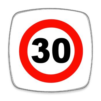 30.Geburtstag ,Verkehrsschild 30 (25) - Viereckiger Kühlschrankmagnet - Weiß - Vorne