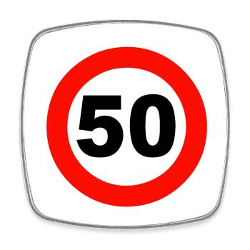 50.Geburtstag , Verkehrsschild , 50 Jahre (25) - Viereckiger Kühlschrankmagnet - Weiß - Vorne