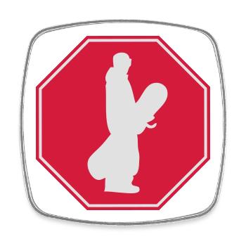 Logo de snowboard - Magnet carré - blanc - Devant