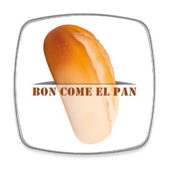 Bon come el pan - Lecker wie ein Brot - Viereckiger Kühlschrankmagnet - Weiß - Vorne