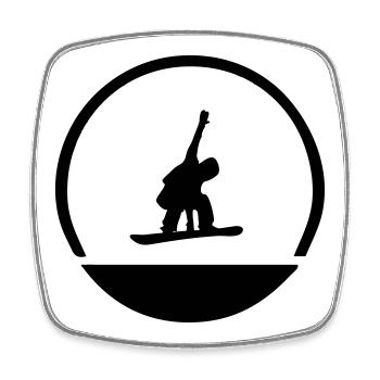 Emblème de snowboarder - Magnet carré - blanc - Devant