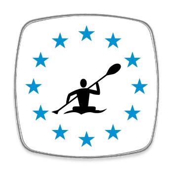 Canoeing in the star circle - Square fridge magnet - white - Front