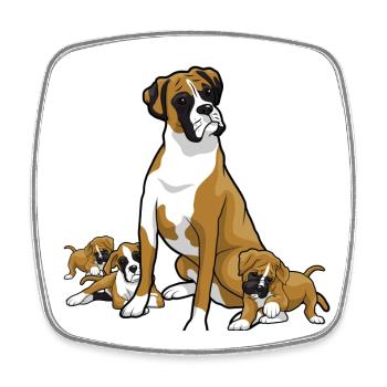 Boxer Family Portrait - Square fridge magnet - white - Front