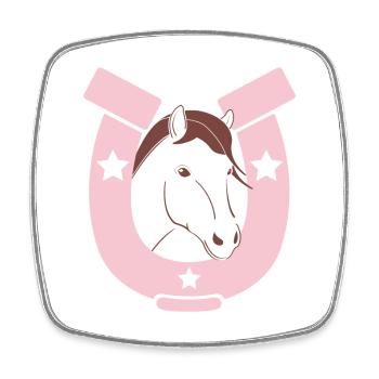 Für Pferdefreunde - Süßes Pferd mit rosa Hufeisen - Viereckiger Kühlschrankmagnet - Weiß - Vorne