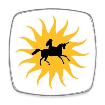 Sonne mit Einhorn - Viereckiger Kühlschrankmagnet - Weiß - Vorne