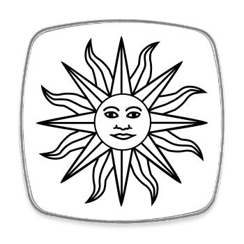 Sun Face - Square fridge magnet - white - Front
